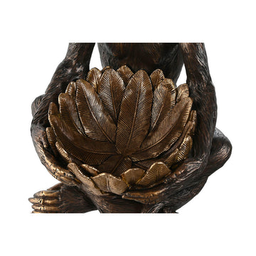 Deko-Figur: Dunkelbrauner Affe mit goldener Blattschale von ESPRIT Home.