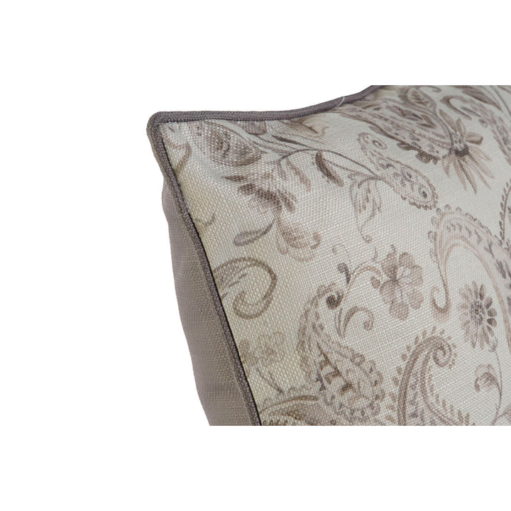 Gedrucktes Home Kissen mit floralem Muster und grauem Rand.