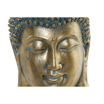 Goldener Buddha Kopf Deko-Figur im orientalischen Stil mit blauen Akzenten.