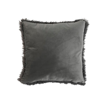 Graues Esprit Home Kissen mit flauschigem Rand. Quadratisches Kissen.