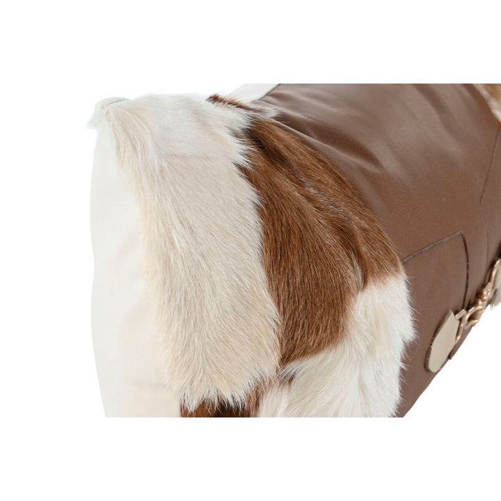 Braunes ESPRIT Home Kissen mit Kunstleder und weichem Kunstfell.