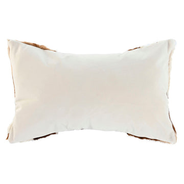 Braunes Esprit Home Kissen, 50x30 cm, mit weißer Vorderseite und Fellbesatz.