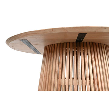 Runder Esstisch aus Mindiholz mit Holzlatten - homely Family Shop