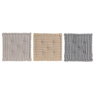 Esprit Home Kissen Set: Gelb, Beige und Grau gestreift, mediterraner Stil.