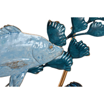 Blaue und goldene Wanddekoration im mediterranen Stil mit Fischen von ESPRIT Home.