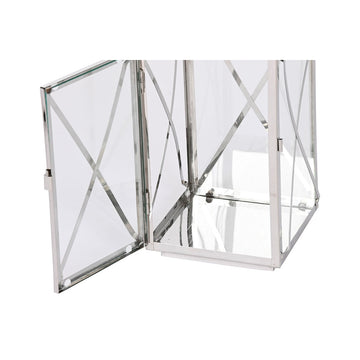 Silberne Esprit Home Laterne mit Kristall und Stahl Details. Verchromt.