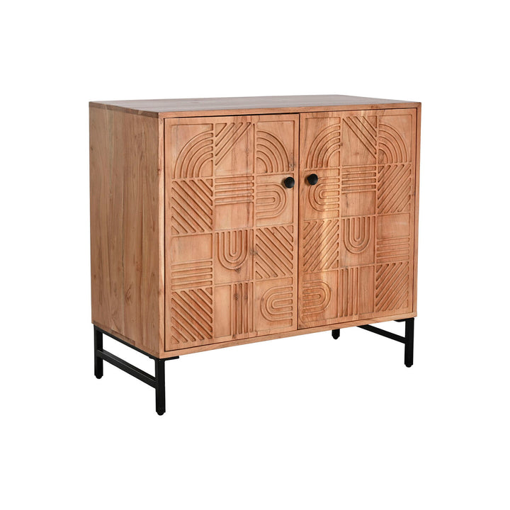 Braune Home ESPRIT Anrichte mit geometrischem Muster und schwarzen Beinen - homely Family Shop