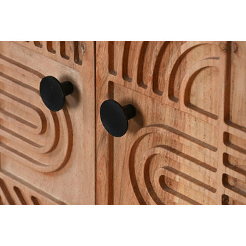 Detailaufnahme der braunen Anrichte mit schwarzen Griffen - homely Family Shop