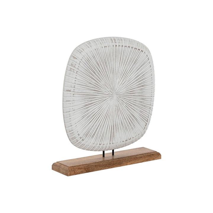Moderne Esprit Deko-Figur in Weiß und Braun auf Holzsockel - homely Family Shop