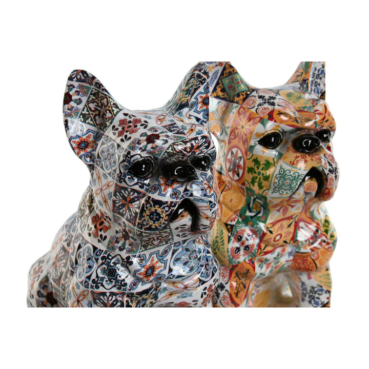 Bunte Deko-Figuren: Mediterraner Hund im 2er-Set mit Fliesenmuster.