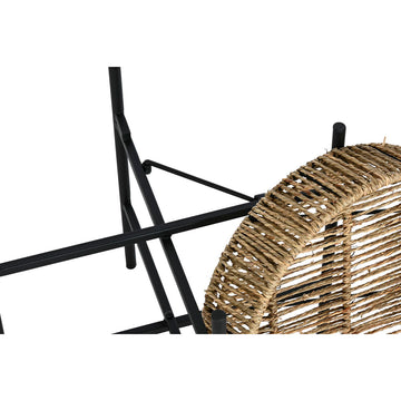 Detailansicht: Schwarzer Metalltisch mit natürlicher Webstruktur - homely Family Shop