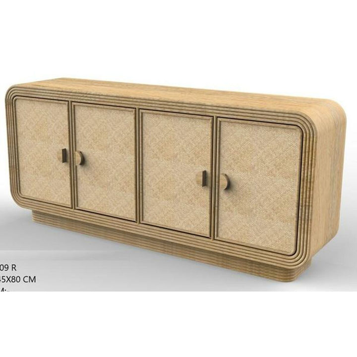 Home ESPRIT Anrichte mit Rattan Türen und Holz Rahmen - homely Family Shop