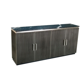 Silberfarbene Anrichte mit Marmorplatte und Messing Details - homely Family Shop