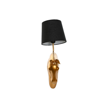 Goldene Pferde Wandleuchte mit schwarzem Schirm - homely Family Shop