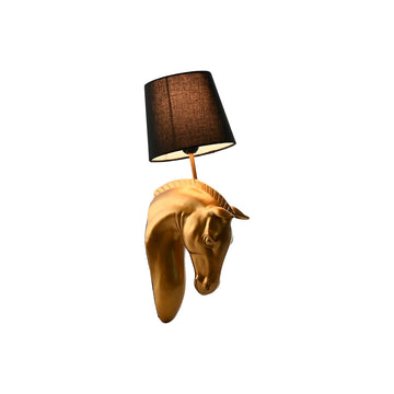 Goldene Pferde Wandleuchte mit schwarzem Schirm - Homely Family Shop