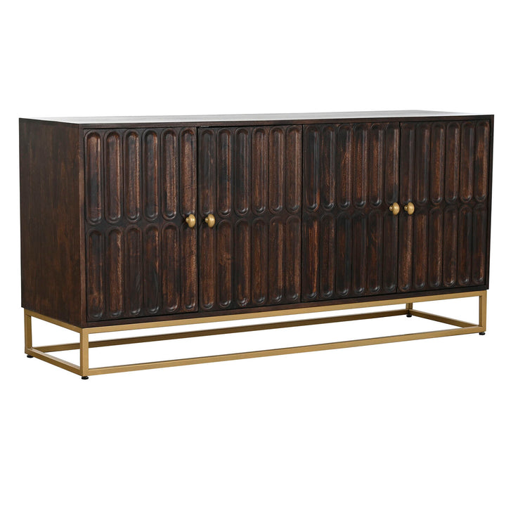 Dunkle Holz Anrichte mit goldenem Metallfuß - homely Family Shop