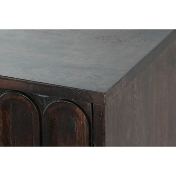 Nahaufnahme: Home ESPRIT Anrichte mit dunklem Holz und Bogendesign - homely Family Shop