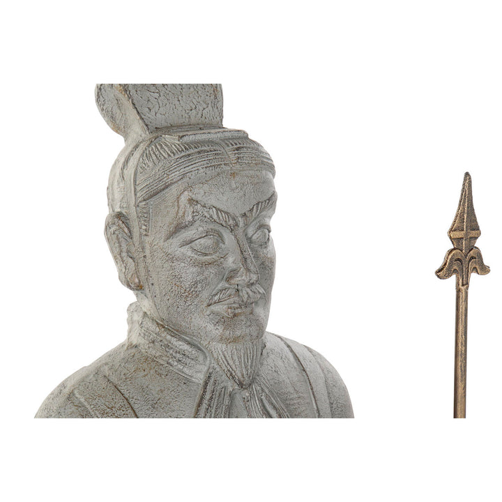 Graue goldene Krieger Figur mit Speer für Heimdekor - homely Family Shop