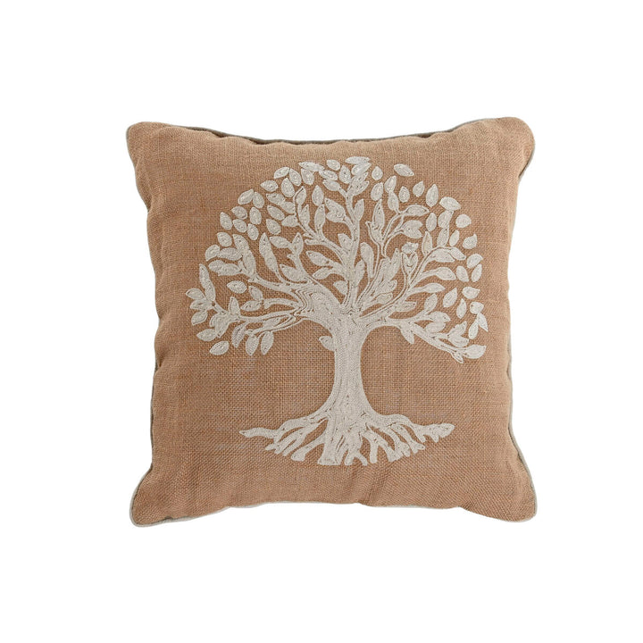 Braunes Kissen mit weißem Baum Motiv. Romantisch und dekorativ für Ihr Zuhause.