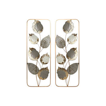 Moderne graue und goldene ESPRIT Wanddekoration mit Blumenmuster, 2er-Set.