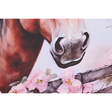 Leinwandbild Pferd mit rosa Blüten im Shabby Chic Stil - homely Family Shop