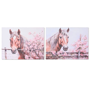 ESPRIT Pferde Leinwandbild in Beige und Rosa mit Holzrahmen - homely Family Shop