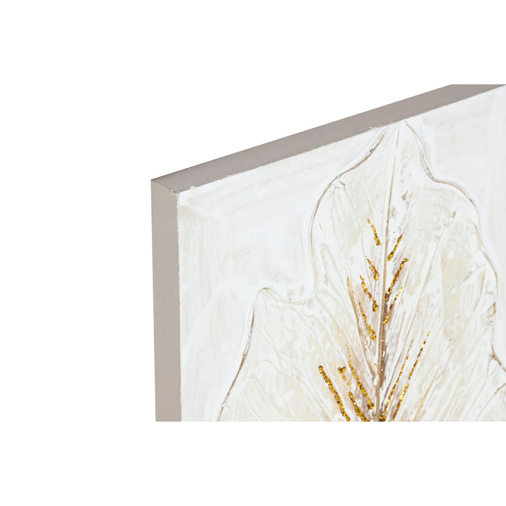 Bild Home ESPRIT Leinwand mit goldenem Pflanzenblatt Dekor auf Holz - homely Family Shop