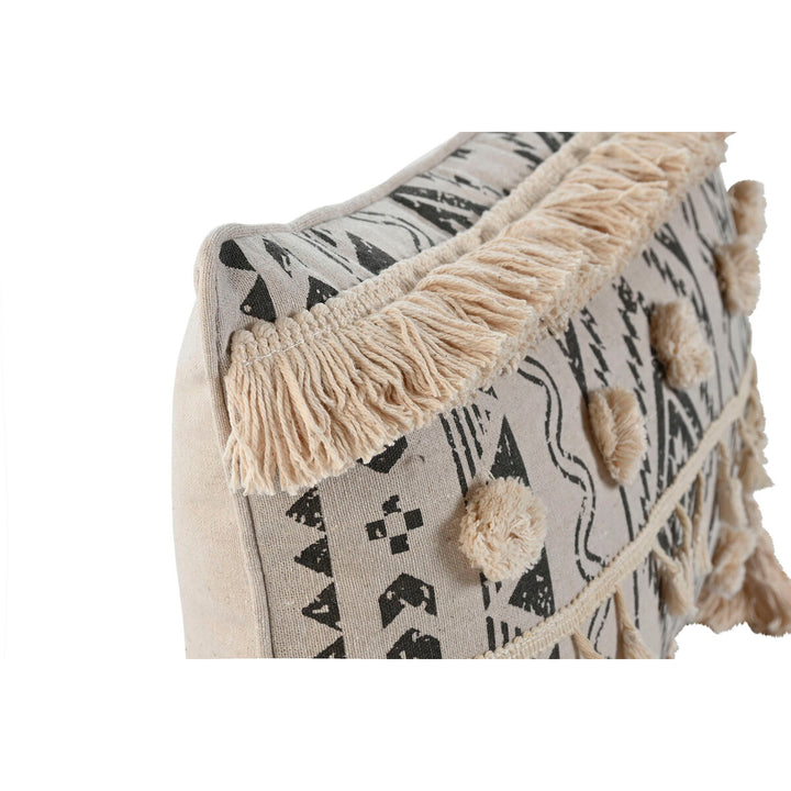 Weißes Boho Kissen mit Fransen und Pompons. Dekoratives ESPRIT Kissen.