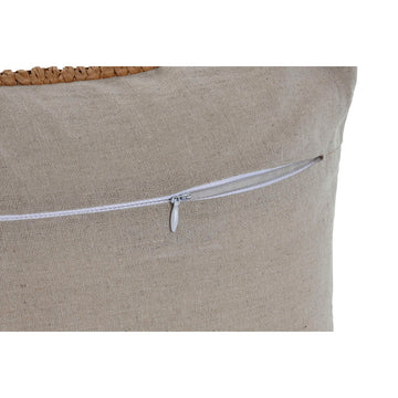 Beige Esprit Home Kissen mit Reißverschluss und gewebtem Rand. Tropical Design.