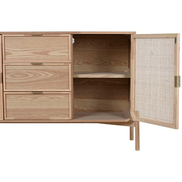 Home ESPRIT Anrichte mit Rattan-Tür und Holzschubladen - homely Family Shop