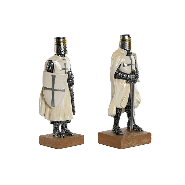 Deko-Figuren im Ritter Design, weiß silberfarben, aus Harz - homely Family Shop