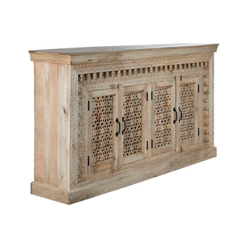 Naturfarbene Anrichte aus Mangoholz mit filigranem Muster - homely Family Shop