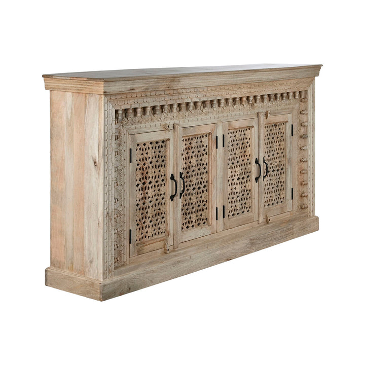 Naturfarbene Anrichte aus Mangoholz mit filigranem Muster - homely Family Shop