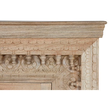 Detailansicht: Natur Mango-Holz Anrichte mit filigranen Schnitzereien - homely Family Shop