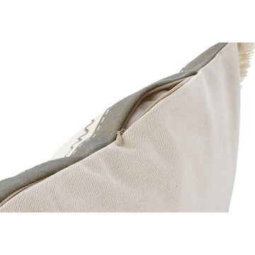 Nahaufnahme Kissen Home ESPRIT, blau beige mit Reißverschluss und Textur.