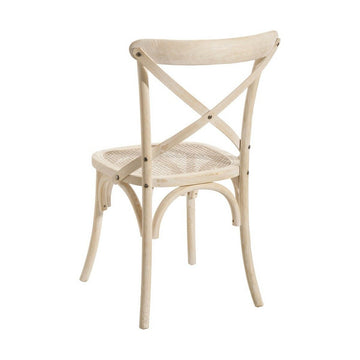 Weißer Holz Esszimmerstuhl mit Rattan Sitz - homely Family Shop