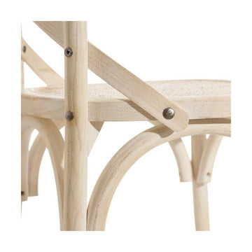 Detailaufnahme: Holzstuhl mit Rattan Sitzfläche - homely Family Shop