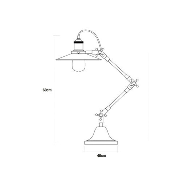 Metall Tischleuchte EDM 32110 mit verstellbarem Arm und konischem Lampenschirm.