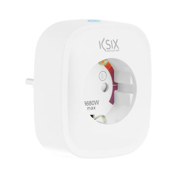 Weißer KSIX Smart Energy Slim WIFI Stecker mit maximal 3680W Leistung.