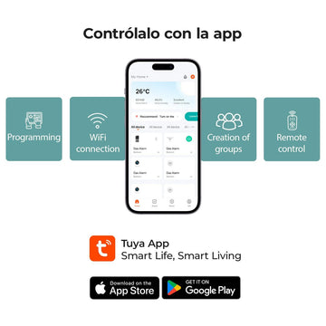 Smartphone zeigt die Tuya App zur Steuerung des KSIX Smart Energy Slim WIFI Steckers mit smarten Funktionen.