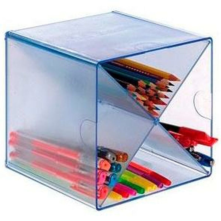Blauer Archivo 2000 Veranstalter aus Polystyrol mit Stiften und Bleistiften. Praktische Organizer.