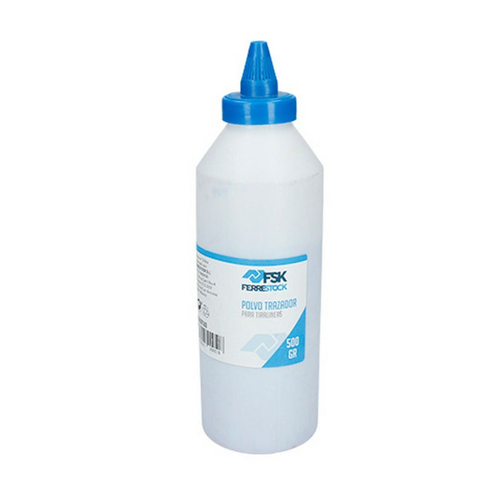 Blaue Ferrestock Markierungspulver in 500-Gramm-Flasche mit Dosierspitze.