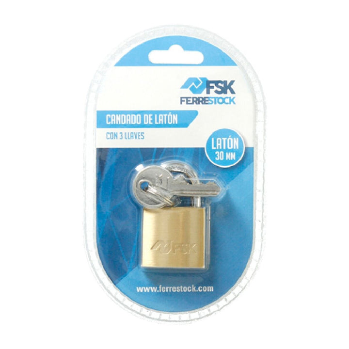 Goldene Ferrestock Tastensperre 30 mm mit drei Schlüsseln in Originalverpackung.