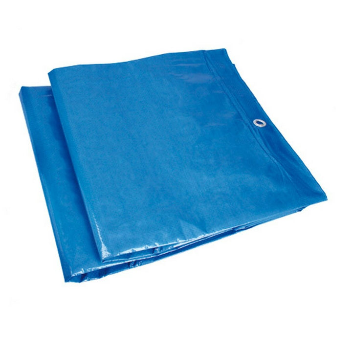 Blaue, wasserfeste Polyäthylen Schutzplane 2 x 3 m mit Ösen.