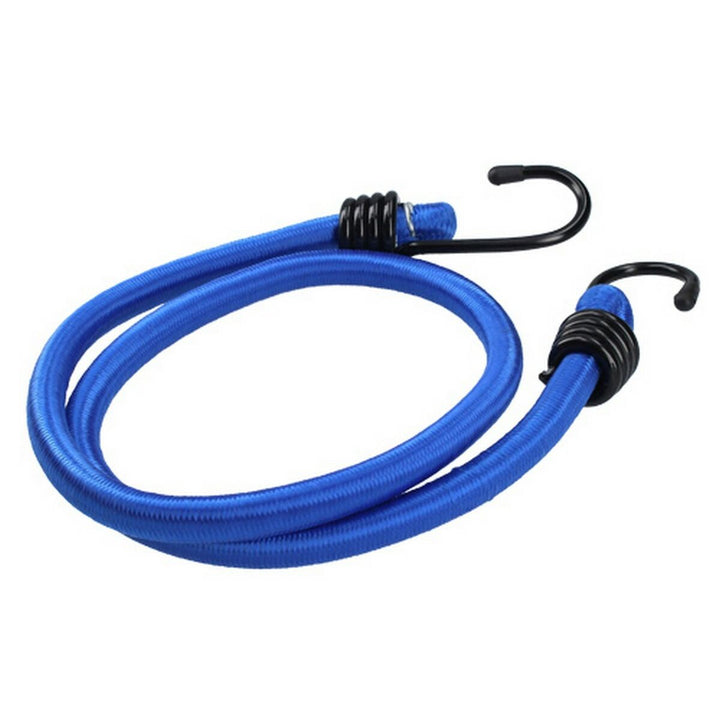 Blaues, elastisches Seil mit Haken (120 cm) von Ferrestock. Die Haken sind schwarz.