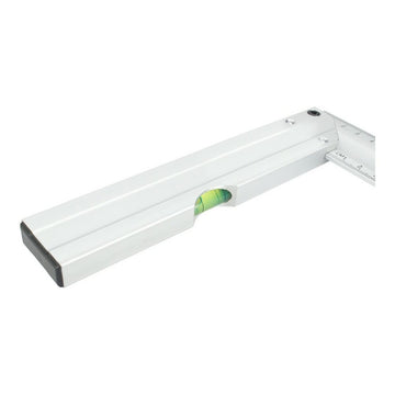 Kader Ferrestock 400 mm Winkel. Silberfarben mit integrierter Wasserwaage für präzise Messungen.