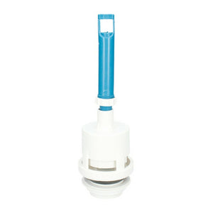 Fontastock Spülkasten Ablaufventil aus PVC, weiße Ausführung mit blauem Griff.