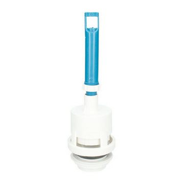 Fontastock Spülkasten Ablaufventil aus PVC, weiße Ausführung mit blauem Griff.
