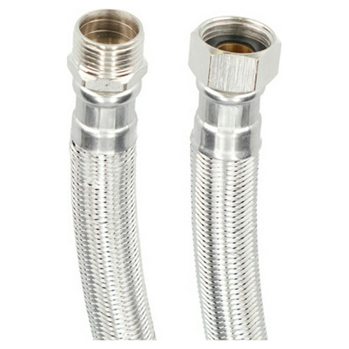 Flexible Edelstahl Leitung mit Stecker und Steckdose, AISI 304, ideal für verschiedene Anwendungen.