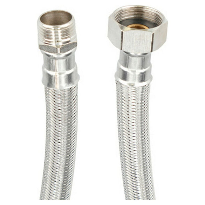 Flexible Edelstahl Leitung mit Stecker und Steckdose Details.